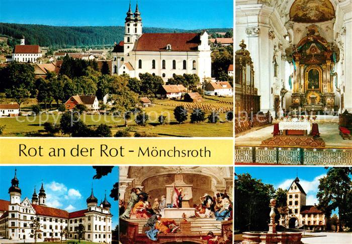 Rot Rot Moenchsroth Kloster Kirche Innenansicht Fresken Brunnen