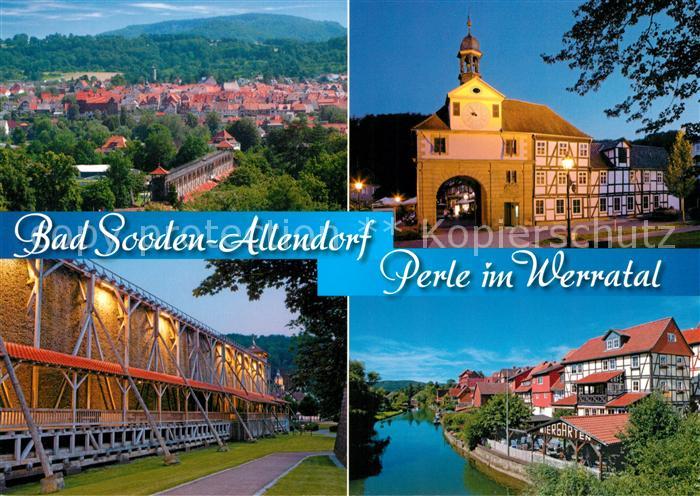 Bad Sooden-Allendorf Stadtpanorama Saline Partie an der Werra Rathaus