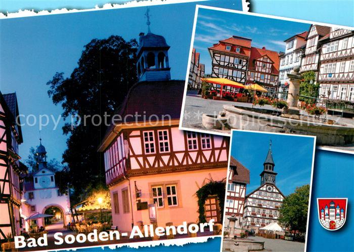 Bad Sooden-Allendorf Altstadt Fachwerkhaeuser Soodener Tor Marktplatz Brunnen Ra