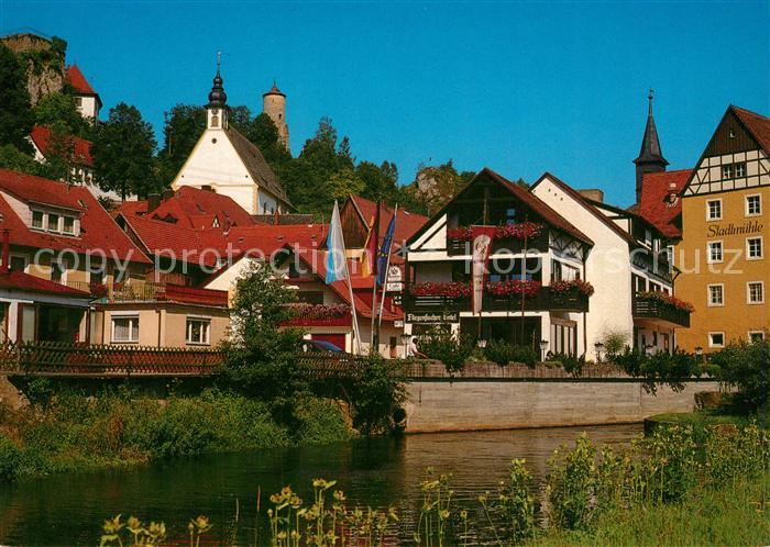 Waischenfeld Partie am Fluss Stadtmuehle Kirche Burg Turm