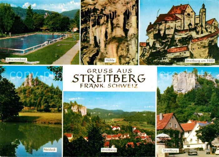 Streitberg Oberfranken Freibad Hoehle Burg Neideck Streitburg um 1500 Landschaft