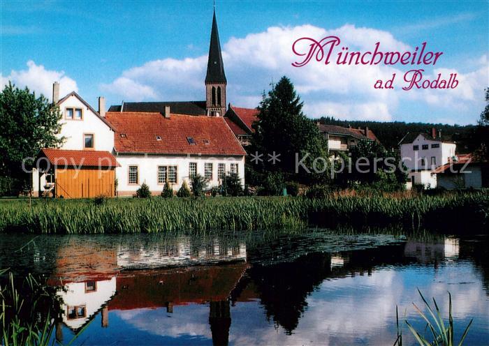 Muenchweiler Rodalb Buergerpark Teich Blick zur Kirche
