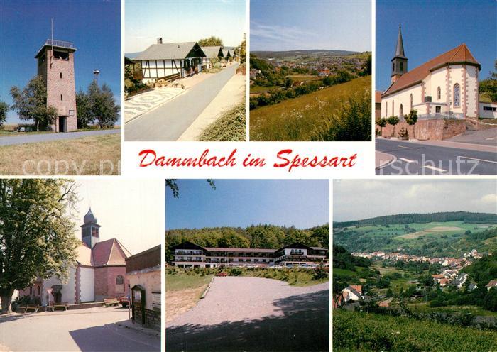 Dammbach Ortsteile und Kirchen von Krausenbach Wintersbach Aussichtsturm Geishoe