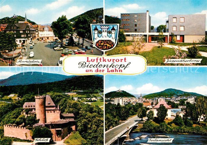 Gladenbach Lahn Hessen Marktplatz Jugendherberge Schloss Teilansicht Lahnbruecke