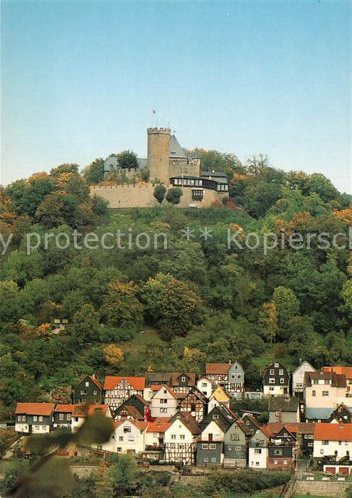 Gladenbach Lahn Hessen Blick zum Schloss Cafe Restaurant Schlossterrasse