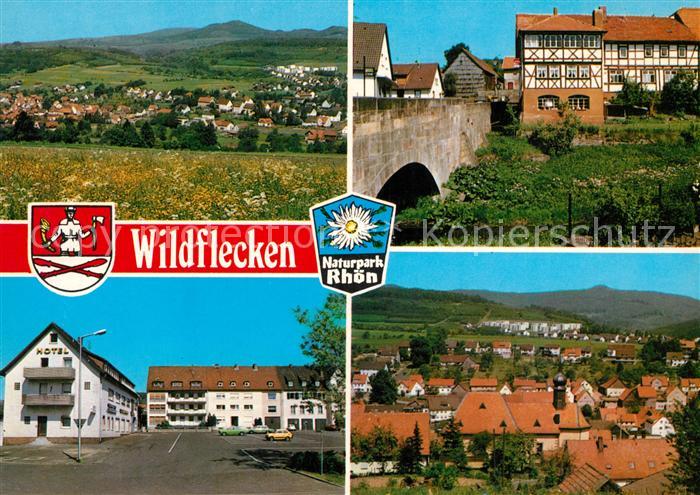 Wildflecken Landschaftspanorama Naturpark Rhoen Hotel Bruecke Fachwerkhaus Ortsa
