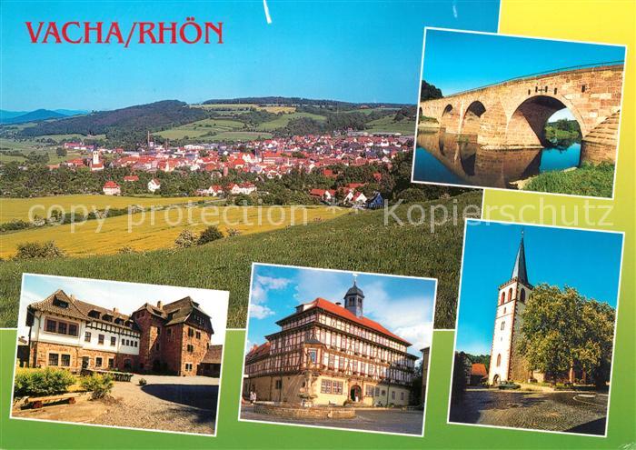 Vacha Landschaftspanorama Naturpark Rhoen Burg Wendelstein Rathaus Kirche Werrab