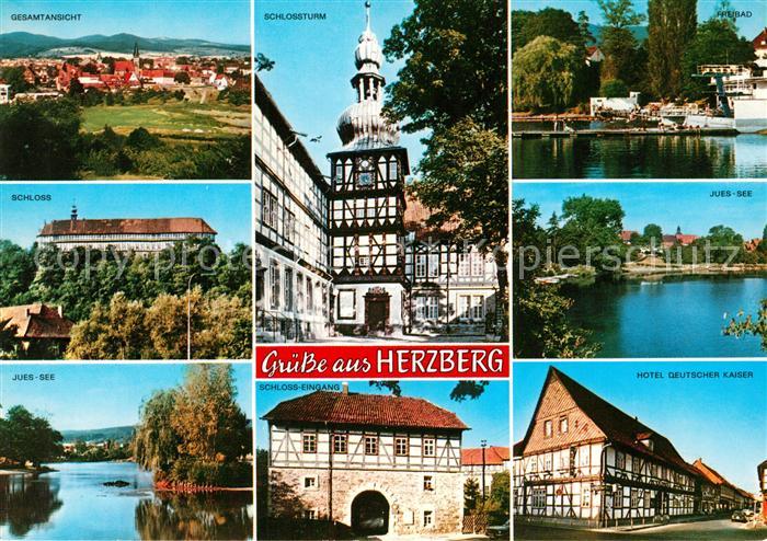 Herzberg Harz Gesamtansicht Schloss Juessee Schloss Turm Hotel Freibad