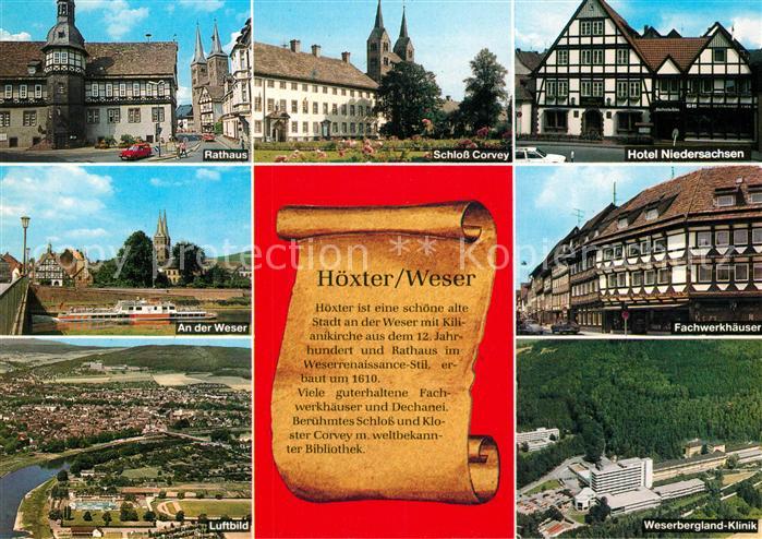 Hoexter Weser Rathaus Schloss Corvey Hotel Fachwerkhaeuser Weser Dampfer Weserbe
