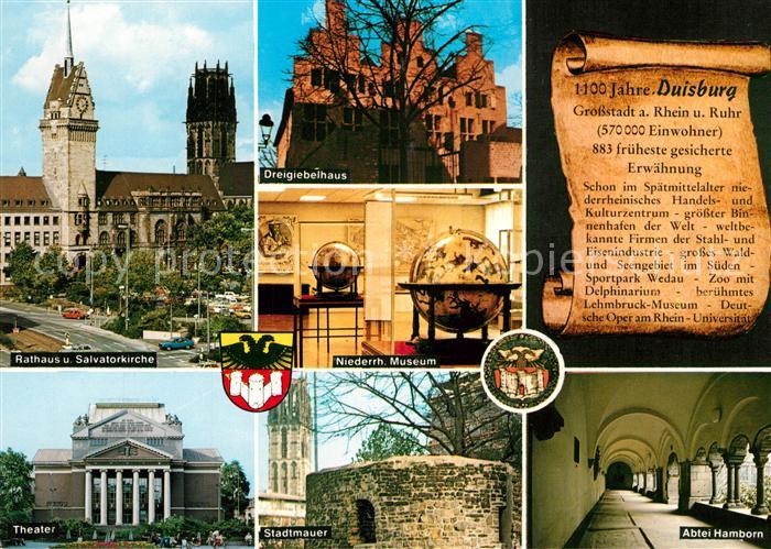 Duisburg Ruhr Rathaus Salvatorkirche Dreigiebelhaus Museum Theater Stadtmauer Ab