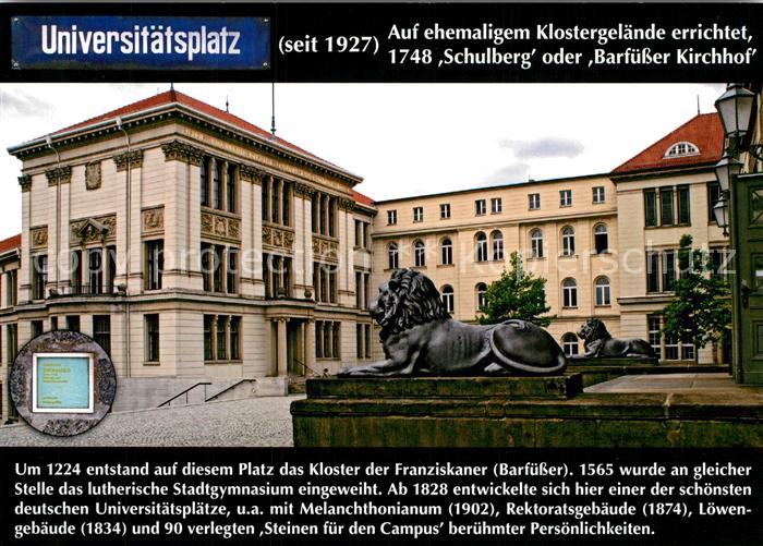 Halle Saale Universitaetsplatz ehem Klostergelaende Loewenskulptur Chronik
