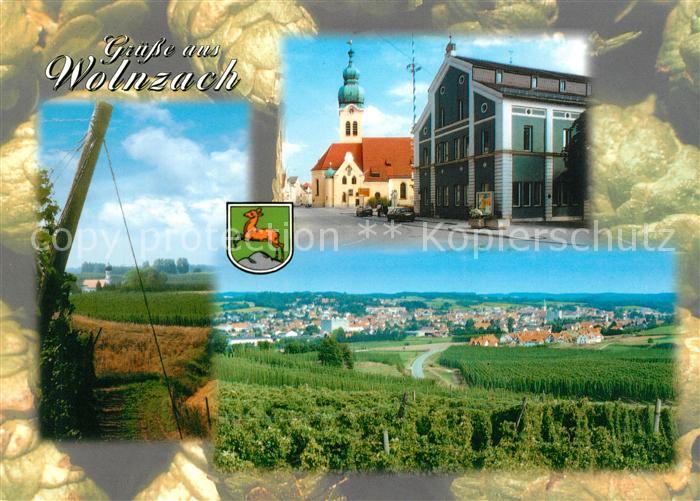 Wolnzach Ortsmotiv mit Kirche Landschaftspanorama