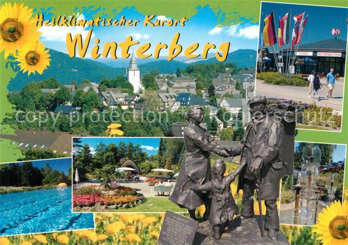 Winterberg Hochsauerland Ortsansicht mit Kirche Touristinfo Kurpark Brunnen Frei