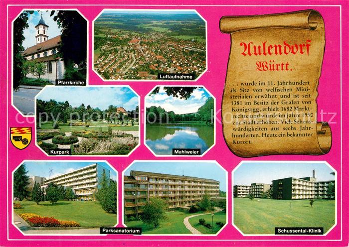 Aulendorf Kneippkurort Fliegeraufnahme Kirche Kurpark Mahlweier Parksanatorium S