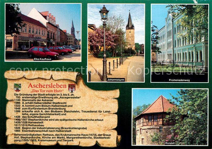 Aschersleben Sachsen-Anhalt Elka Kaufhaus Johannisturm Promenadenweg Rondell Chr