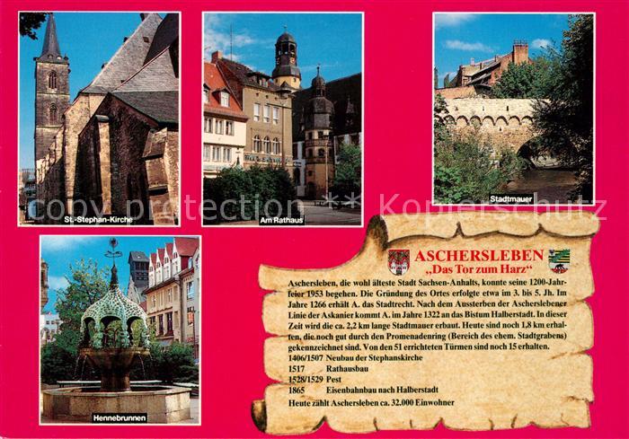 Aschersleben Sachsen-Anhalt St Stephans Kirche Rathaus Stadtmauer Hennebrunnen C