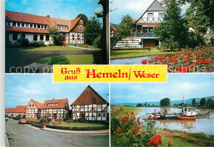 Hemeln Ortsmotive Fachwerkhaeuser Weser Faehre