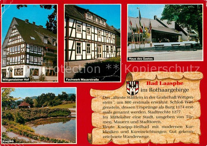 Bad Laasphe Wittgensteiner Hof Fachwerk Mauerstrasse Haus des Gastes Kurpark Chr