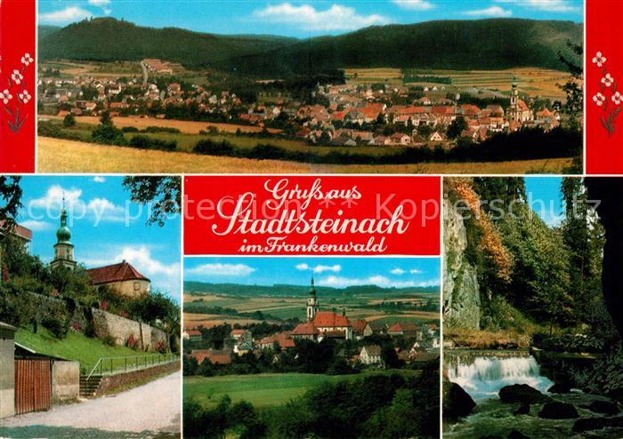 Stadtsteinach Landschaftspanorama Teilansichten Kirche Partie am Fluss