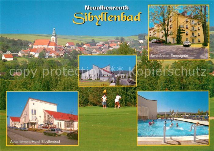 Neualbenreuth Ortsansicht mit Kirche Schlosshotel Ernestgruen Appartement Hotel