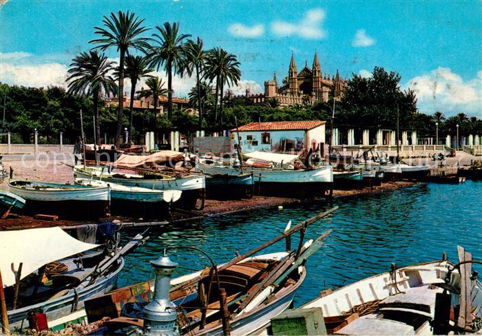 Palma de Mallorca Muelle de pescadores y catedral Fischerhafen Kathedrale