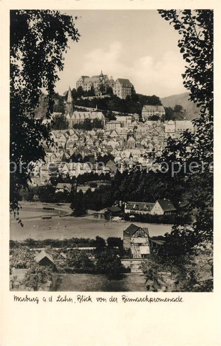 Marburg Lahn Panorama Blick von der Bismarckpromenade Schloss