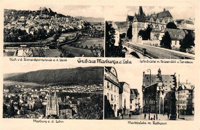 Marburg Lahn Panorama Blick von Bismarckpromenade Lahnbruecke Universitaet Terra