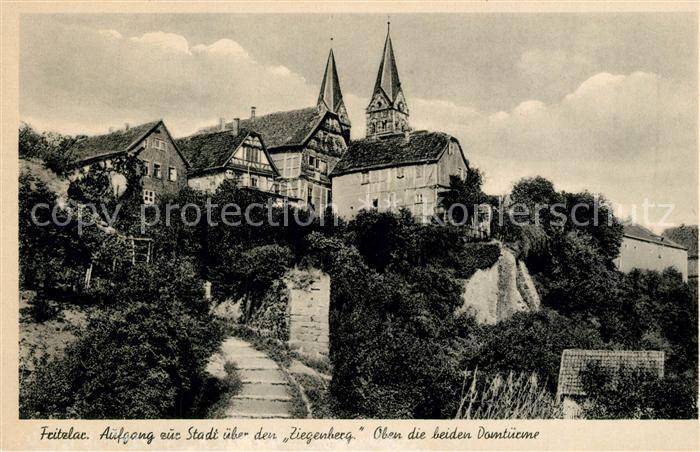 Fritzlar Aufgang zur Stadt ueber den Ziegenberg Dom