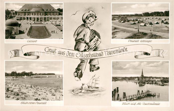 Travemuende Ostseebad Casino Priwall Zeltlager Panorama Strand Karikatur