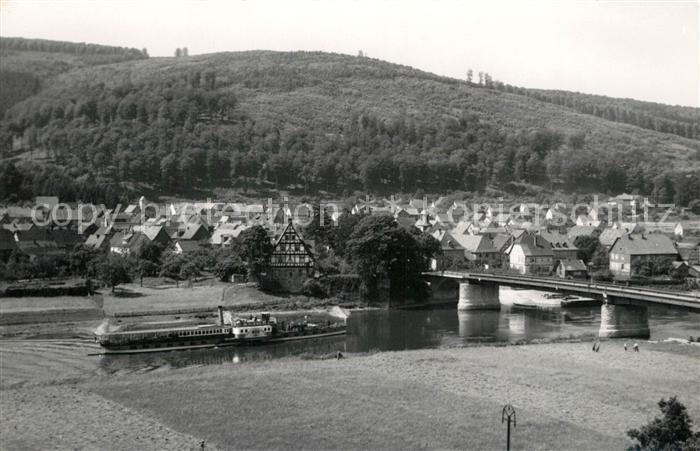 Gieselwerder Panorama Weser Bruecke Dampfer