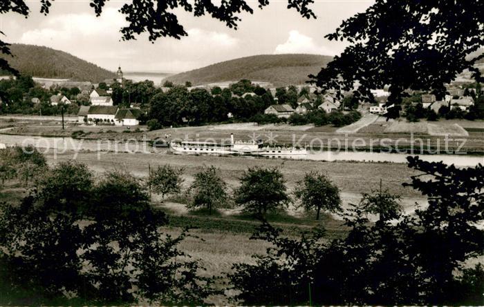 Lippoldsberg Landschaftspanorama Wesertal Dampfer