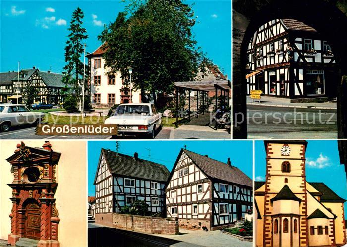 Grossenlueder Teilansichten Fachwerkhaeuser Kirche Portal