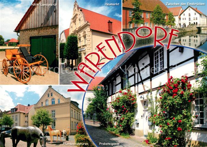 Warendorf NRW Landgestuet Pferdekutsche Heumarkt Emsbruecken Pferdeskulpturen Pr