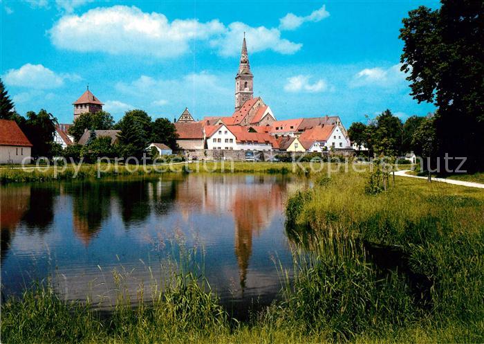 Eschenbach Wolframs Uferpartie am See Blick zum Muenster
