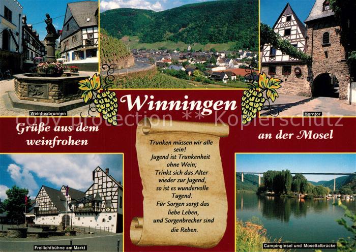 Winningen Mosel Weinhexbrunnen Panorama Horntor Freilichtbuehne Marktplatz Fachw