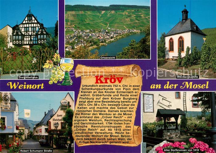 Kroev Mosel Dreigiebelhaus Fachwerk Landschaftspanorama Weinbergkapelle Robert S