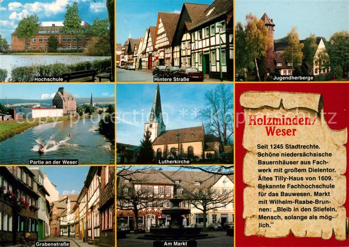 Holzminden Weser Hochschule Strassenpartie Altstadt Fachwerkhaeuser Jugendherber