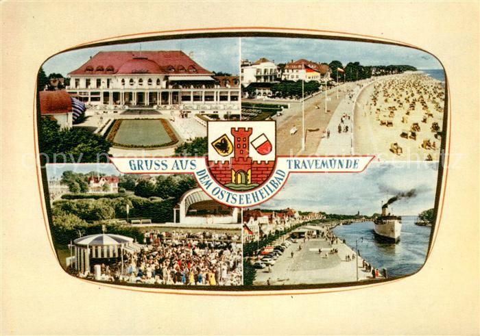 Travemuende Ostseebad Casino Strand Konzertpavillon Hafeneinfahrt Dampfer