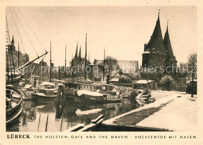 Luebeck Holstengate and the haven Holstentor Hafen
