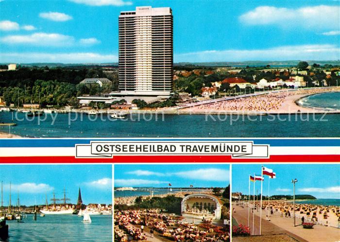 Travemuende Ostseebad Hotel Maritim Fliegeraufnahme Hafen Konzertpavillon Strand