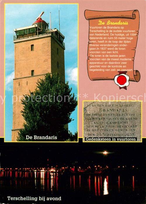 Terschelling Brandaris Gedenksteen in vuurtoren bij avond Leuchtturm Gedenkstein