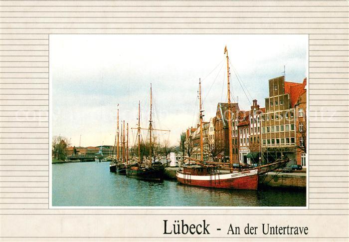Luebeck Untertrave Segelschiffe Giebelhaeuser