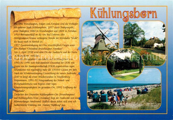 Kuehlungsborn Ostseebad Windmuehle Reetdachhaus Dampflokomotive Strand Chronik