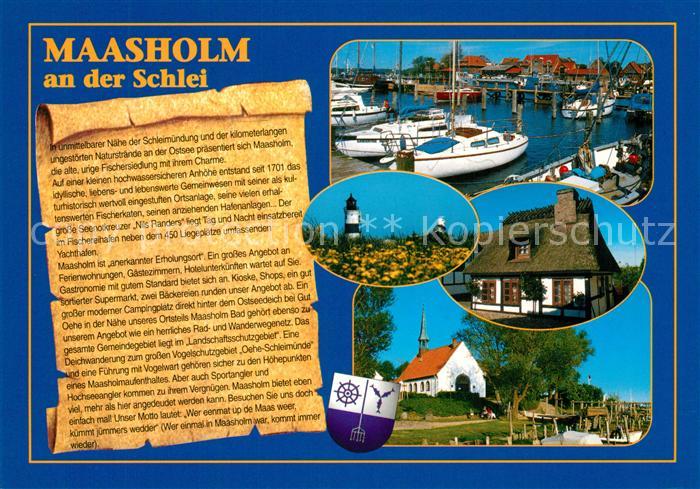 Maasholm Schleif Hafen Leuchtturm Reetdachhaus Kirche Chronik