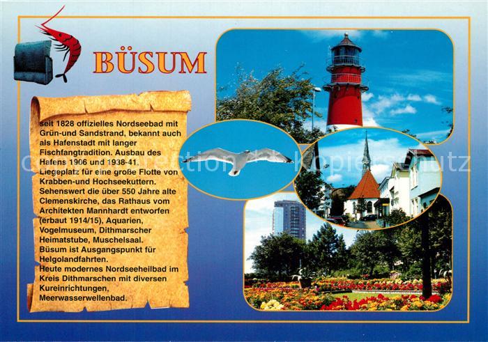 Buesum Nordseebad Leuchtturm Moewe Kirche Parkanlagen Hotel Hochhaus Chronik