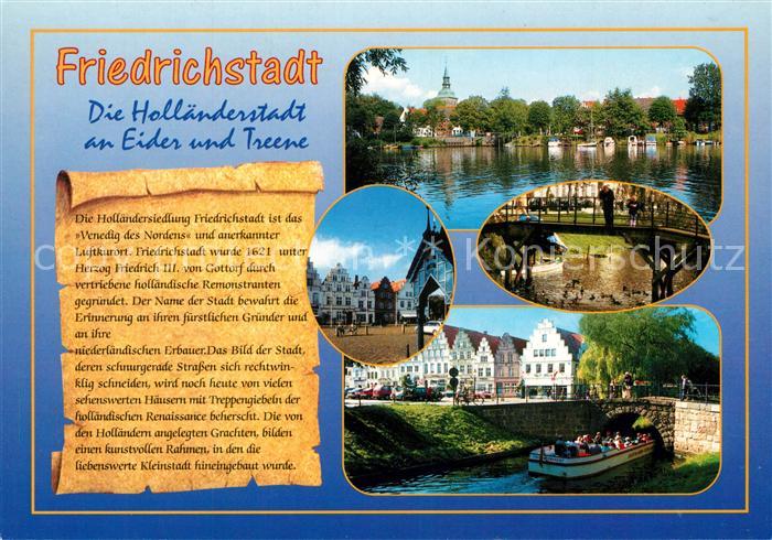 Friedrichstadt Eider Partie am Fluss Marktplatz Bruecke Fahrgastschiff Chronik