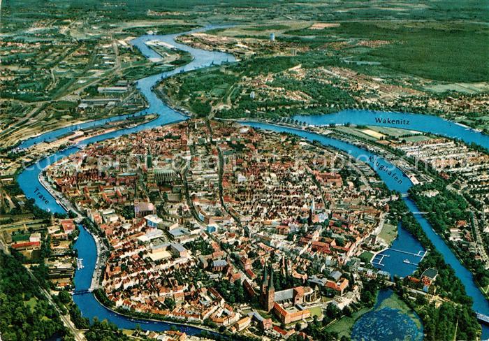 Luebeck Stadtzentrum Hansestadt Fliegeraufnahme