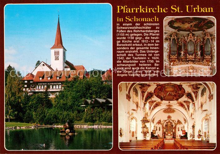 Schonach Schwarzwald Pfarrkirche St Urban Innenansicht Fresken Orgel