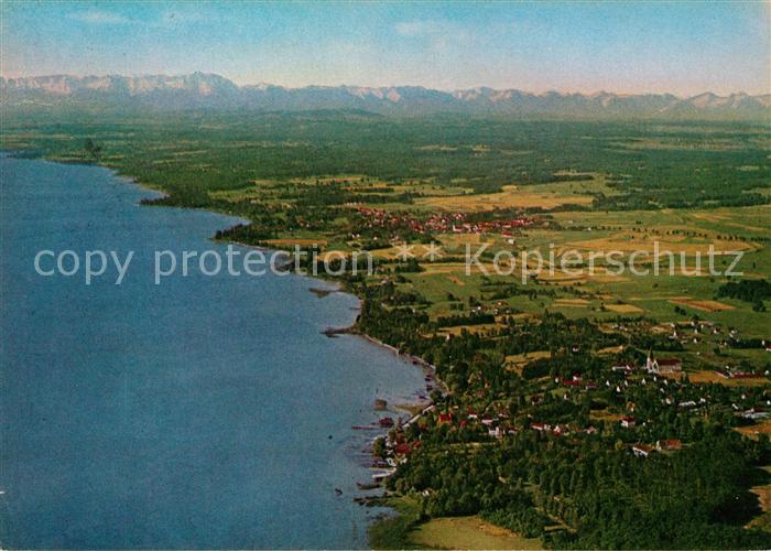 Utting Ammersee Fliegeraufnahme Schoendorf Zugspitze