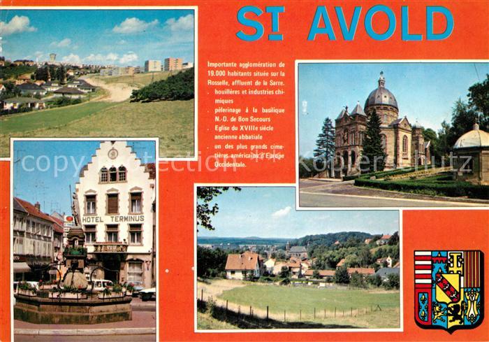Saint-Avold Hotel Terminus Brunnen Kirche Panorama Wappen